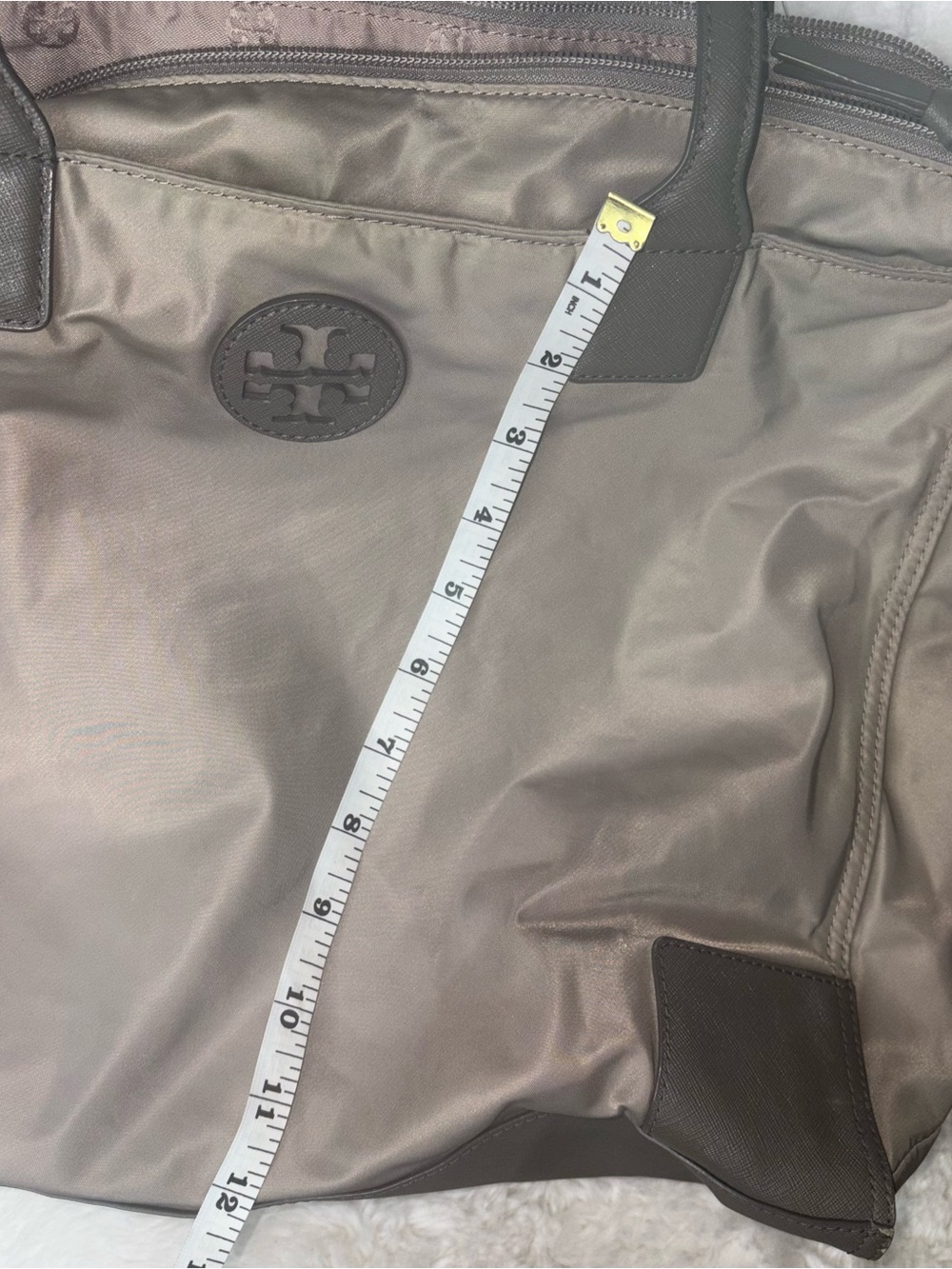 Tory Burch Nylon Tore Large Gray/Taupe color - Picture 7 of 9